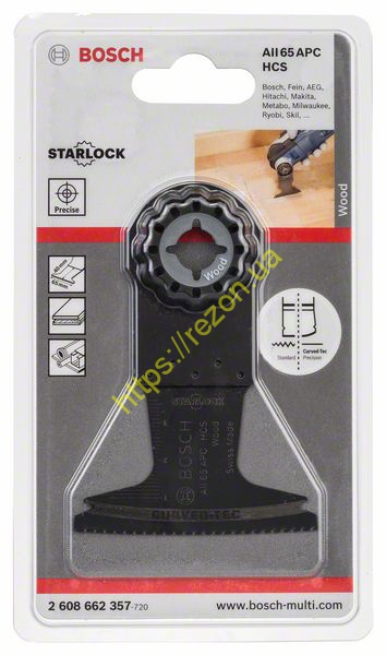 Starlock HCS погружное полотно 65x40 мм Wood AII 65 APC, 2608662357, Bosch
