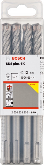 Набор буров 10 штук SDS plus-5X 12*100*160, 2608833905, Bosch 