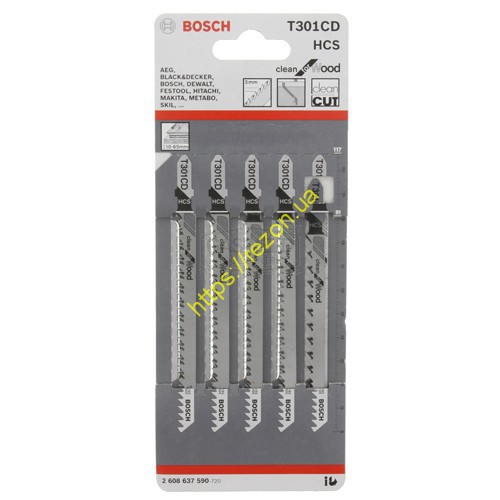 Набор пилочек по дереву T 301 CD (5 шт), 2608637590, Bosch